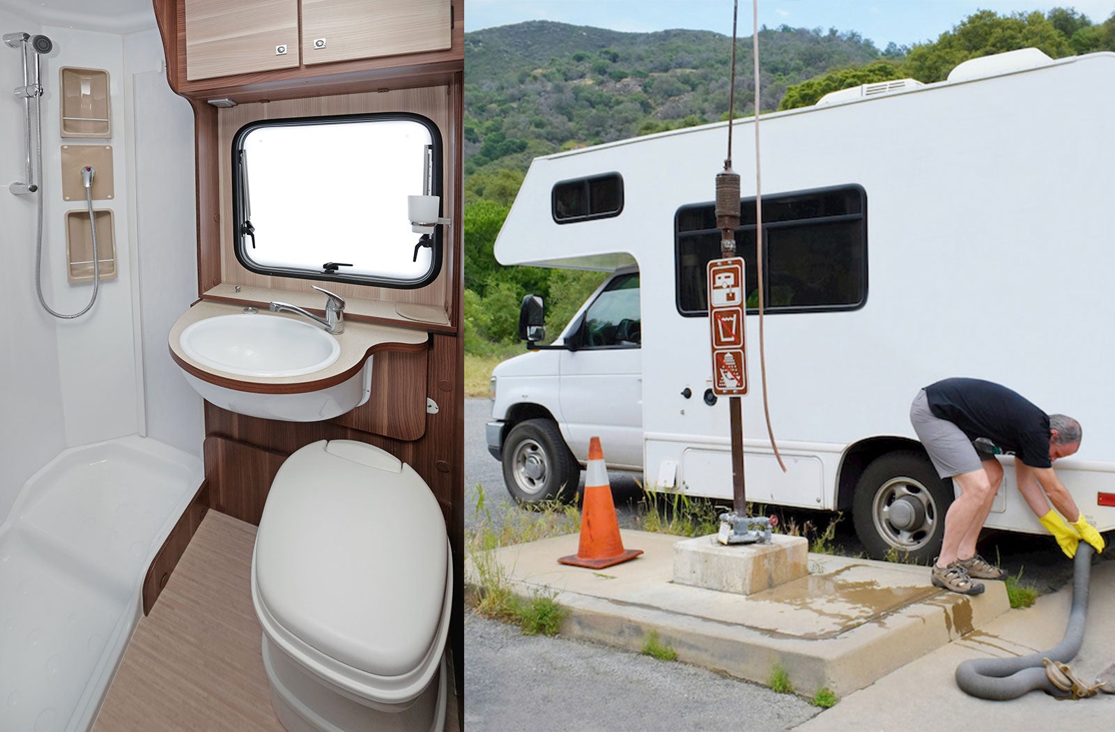 Portable RV/camper toilet and holding tank setup in Goose Creek, South Carolina