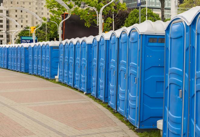 Seasonal porta potty units set up at a Goose Creek, South Carolina venue
